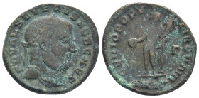 Severus II. Æ Follis (28mm, 10.7 g), as Caesar, AD 305-306. Serdica. FL VAL SEVERVS NOB CAESAR, GENIO POPV-LI ROMANI, Genius standing facing, head lef...