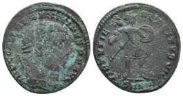 Maximinus II Daia AD 310-313. Heraclea Follis Æ (26mm., 7,3 g). IMP C GAL VAL MAXIMINVS P F AVG, laureate head right / VIRTVTI EXERCITIS, Mars walking...