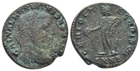 Maximinus II Daza. As Caesar, A.D. 305-308. Æ Follis (24mm, 8.0 g). Nicomedia, A.D. 307-308. GAL VAL MAXIMINVS NOB CAES, laureate head right / GENIO C...