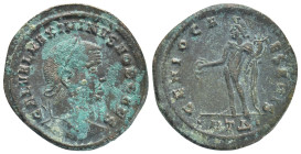Maximinus II Daza. As Caesar, A.D. 305-308. Æ Follis (28mm, 7.3 g). Heraclea mint, A.D. 310. GAL VAL MAXIMINVS NOB CAES, laureate head right / GENIO C...