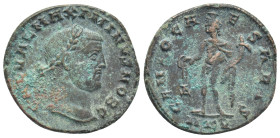 Maximinus II, as Caesar, 305 - 308 AD AE Follis, Cyzicus Mint, (26mm, 6,6 g) Obverse: GAL VAL MAXIMINVS NOB CAES, Laureate head of Maximinus right. Re...