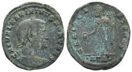 Maximinus II, as Caesar, Æ Nummus. (27mm, 7.5 g) Heraclea, AD 309-313. GAL VAL MAXIMINVS NOB CAES, laureate head right / GENIO CAESARIS, Genius standi...