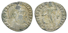 Licinius I. Follis. 313 AD. Heraclea. (21mm, 2.6 g) Anv.: IMP C VAL LICIN LICINIVS P F AVG. Laureate head of Licinius I right. Rev.: IOVI CONSERVATORI...