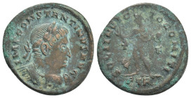 Constantine I. AD 307/310-337. Æ Follis (22mm, 4.2 g). Treveri (Trier) mint, 1st officina. Struck AD 310-313. Laureate and cuirassed bust right / Sol ...
