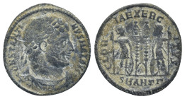 Constantinus I the Great AD 306-337. Antioch Follis Æ (18mm., 1,9 g). CONSTANTINVS MAX AVG, rosette-diademed, draped and cuirassed bust right / GLORIA...