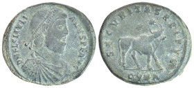 Julian II Æ Double Maiorina. (30mm, 8.55 g) Cyzicus, Struck AD 361-363. Pearl-diademed, draped, and cuirassed bust right / Bull standing right, two st...