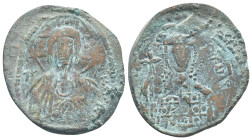 Michael VII Ducas (1071-1078) AE Follis (31mm, 6.55 g) Constantinople Obv: bust of Christ facing, nimbate cross behind head with IC-XC in the cross's ...
