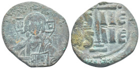 Anonymous (attributed to Romanus III). Ca. 1028-1034. Æ anonymous follis (28mm, 9,3 g). Constantinople mint. +EMMANOVHL, IC-XC, bust of Christ facing ...