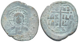 Anonymous (attributed to Romanus III). Ca. 1028-1034. Æ anonymous follis (31mm, 9,6 g). Constantinople mint. +EMMANOVHL, IC-XC, bust of Christ facing ...