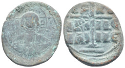 Anonymous (attributed to Romanus III). Ca. 1028-1034. Æ anonymous follis (32mm, 12,0 g). Constantinople mint. +EMMANOVHL, IC-XC, bust of Christ facing...