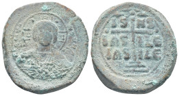 Anonymous (attributed to Romanus III). Ca. 1028-1034. Æ anonymous follis (32mm, 17,2 g). Constantinople mint. +EMMANOVHL, IC-XC, bust of Christ facing...