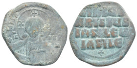 Anonymous Folles, time of Basil II & Constantine VIII (976-1025) AE Follis (28mm, 8.7 g) Constantinople.
Obv: +EMMA-NOVHΛ/ IC XC Bust of Christ Pantok...
