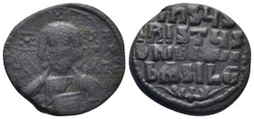 Anonymous. 40 Nummi. 976-1065 AD. Constantinople. Time of Basil II and Constantine VIII. (26mm, 7.7 g) Anv.: + ЄMMA NOVHΛ, facing bust of Christ Panto...