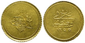 Ottoman Empire. Abdul Mejid (AH 1255-1277 / AD 1838-1861). GOLD Memduhiye Altin. Qustantînîya (Constantinople). Dated AH 1255/3 (1841 AD). (19mm, 1.6 ...