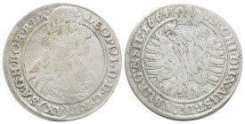 Austria. Leopold I. 15 kreuzer. 1664. Viena. Ar. (29mm, 5.7 g)