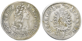 Hungary. Leopold I, AD 1674-1696. AR, 15 Kreuzer. (30mm, 6.1 g)