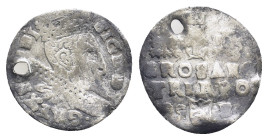 POLAND, Sigismund III VASA, 1587-1632 AD. AR. (19mm, 1.48 g) Obv: SIG III D G REX PO M D L. Crowned bust profile right. Rev: III GROS ARG TRI R PO 98 ...