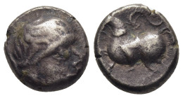 CELTIC COINS / KELTEN. Eastern Celts. Imitations of Philip II of Macedon (3rd - 2nd century BC). Drachm "Baumreiter" type.

Obv: Stylized, bearded hea...