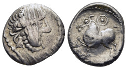 CELTIC COINS / KELTEN. Eastern Celts. Imitations of Philip II of Macedon. Drachm 'Kugelwange type' (2nd - 1st century BC).

Obv: Celticised, bearded h...