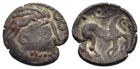 CELTIC COINS / KELTEN. Eastern Celts. Drachm 'Kapostaler type' (2nd 1st century BC).

Obv: Stylized laureate head of Zeus right.
Rev: Stylized horse p...