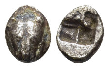 CIMMERIAN BOSPOROS. Pantikapaion. Tetartemorion (circa 480-470 BC).

Obv: Lion head facing.
Rev: Incuse square.

MacDonald 1/8; HGC 7, 50.

Aquired fr...