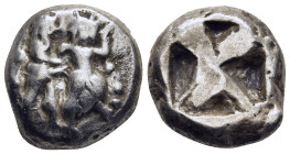 THRACO-MACEDONIAN TRIBES. Siris. Stater (circa 525-480 BC).

Obv: Satyr standing right, grasping hand of nymph fleeing right.
Rev: Rough incuse square...
