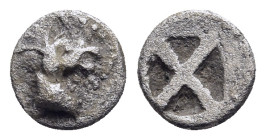 MACEDON. Mende. Hemiobol (circa 480-460 BC).

Obv: Head of ass right.
Rev: Quadripartite incuse square.

SNG ANS 322.

Condition: Very fine

Weight: 0...