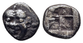 MACEDON. Neapolis. Obol (circa 500-480 BC).

Obv: Facing gorgoneion.
Rev: Quadripartite incuse square.

SNG ANS 423.

Condition: About very fine.

Wei...