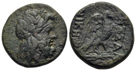 MACEDON. Thessalonica. Ae (circa 1st century BC) .

Obv: Laureate head of Zeus right.
Rev: ΘΕΣΣΑΛΟ- NIKEΩN.
Eagle standing right with wings closed.

H...