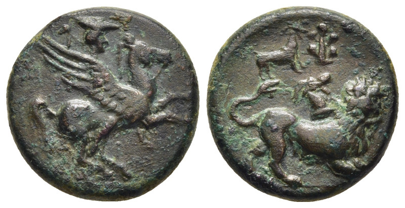 AKARNANIA. Leukas. Ae (circa 350-300 BC).

Obv: Bellerophon on Pegasos flying ...