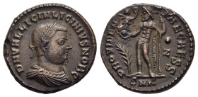 LICINIUS II (Caesar, 317-324). Follis. Nicomedia.

Obv: D N VAL LICIN LICINIVS NOB C.
Laureate, draped and cuirassed bust right.
Rev: PROVIDENTIAE CAE...