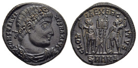CONSTANTINE I 'THE GREAT' (307/10-337). Follis. Antioch.

Obv: CONSTANTINVS MAX AVG.
Diademed, draped and cuirassed bust right.
Rev: GLORIA EXERCITVS ...
