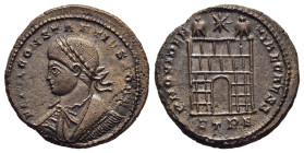 CONSTANTIUS II (Caesar, 324-337). Follis. Treveri.

Obv: FL IVL CONSTANTIVS NOB C.
Laureate, draped and cuirassed bust left.
Rev: PROVIDENTIAE CAESS /...