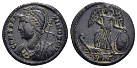 ANONYMOUS. Commemorative series (330-354). Follis. Heraclea.

Obv: CONSTANTINOPOLI.
Laureate and helmeted bust of Constantinopolis left.
Rev: °SMHΓ.
V...