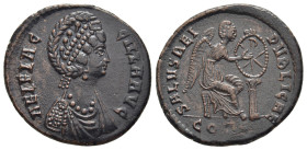AELIA FLACCILLA (Augusta, 379-388). Ae Follis. Constantinople.

Obv: AEL FLACCILLA AVG.
Diademed and draped bust right.
Rev: SALVS REIPVBLICAE / CONЄ....