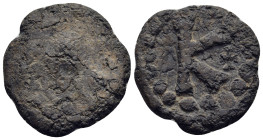 JUSTINIAN I (527- 565). Lead Half Follis. Antioch(?).

Obv: Blank(?).
Rev. Large K with small cross to right; all within dotted border.

Apparently re...