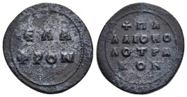 ANONYMOUS (circa 10th century). Ae Coin Weight or Tessera.

Obv: + ΠA / ΛAIONO / ΛOTPA / KON.
Legend in four lines.
Rev: ЄΛA / ΦPON.
Legend in two lin...
