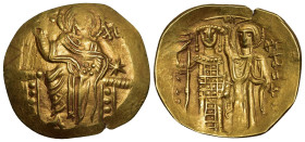 EMPIRE OF NICAEA. John III Ducas-Vatazes (1222-1254). GOLD Hyperpyron. Magnesia.

Obv: IC - XC.
Christ Pantokrator seated facing on throne; sigla: _|(...