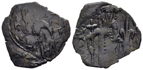 MICHAEL VIII PALAEOLOGUS (1261-1282). Trachy. Thessalonica.

Obv: St. Demetrios standing facing.
Rev: Michael standing facing, holding long cross and ...