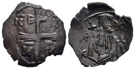 ANDRONICUS II PALAEOLOGUS (1282-1295). Trachy. Thessalonica.

Obv: Patriarchal cross.
Rev: Andronicus standing facing, holding sceptre and akakia; sta...