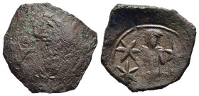 ANDRONICUS II PALAEOLOGUS (1282-1328). Trachy. Apparently Thessalonica mint.

Obv: Uncertain.
Rev: Andronicus standing facing between three stars.

Co...