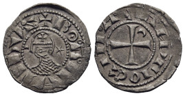 CRUSADER STATES. Antioch. Bohemund IV (1201-1216). Denier.

Obv: + BOAIIVIIDVS.
Helmeted and cuirassed bust left; inverted crescent to left, star t...