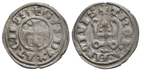CRUSADER STATES. Frankish Greece. Duchy of Athens. Gui II de La Roche (1287-1308) or (Gaultier de Brienne) 1309-1311. Denier Tournois. 

Obv: Cross pa...