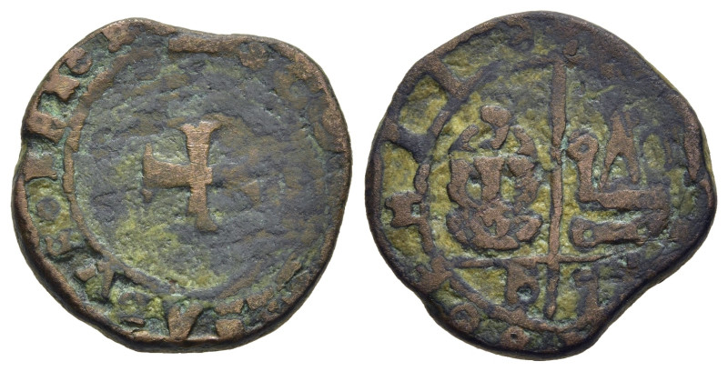 CRUSADERS STATES. Lordship of Chios. Maona Society. AE Tornese, struck under Bat...