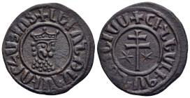 CILICIAN ARMENIA. Royal. Levon I (1198-1219). Ae Tank. Sis.

Obv: Crowned leonine bust facing slightly right.
Rev: Patriarchal cross; star to left and...