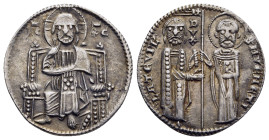 ITALY. Venice. Lorenzo Tiepolo (1268-1275). Grosso.

Obv: LA TЄVPL / DVX / S M VЄNЄTI.
Doge and St. Mark standing facing, holding between them a banne...