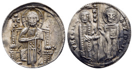 SERBIA. Stefan Uroš II Milutin (1282-1321). Grosso Matapan.

Obv: IC - XC.
Christ Pantokrator seated facing on throne.
Rev: S STЄFAN VROSIVS / RЄX.
St...