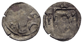 MOLDAVIA / MOLDAU. Alexander I. cel Bun (1400-1432). Half Grosh.

Obv: Auroch head between rosette and crescent.
Rev: Divided shield with three bar...