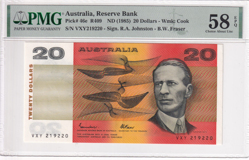 Australia, 20 Dollars, 1985, AUNC, p46e

PMG 58 EPQ

Estimate: USD 50-100