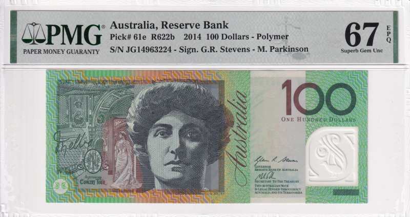 Australia, 100 Dollars, 2014, UNC, p61e

PMG 67 EPQ, Polymer

Estimate: USD ...